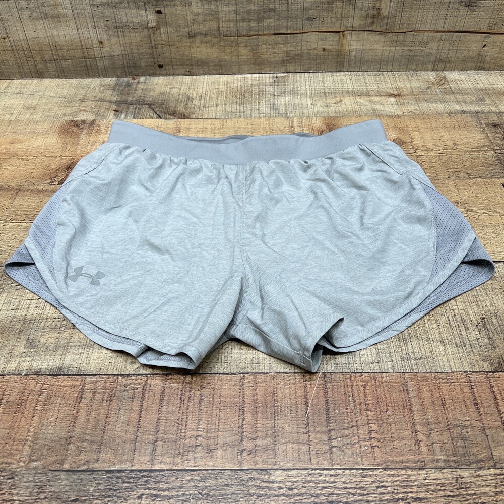 Under Armour Loose Womens Light Gray Running Liner Shorts Size Small